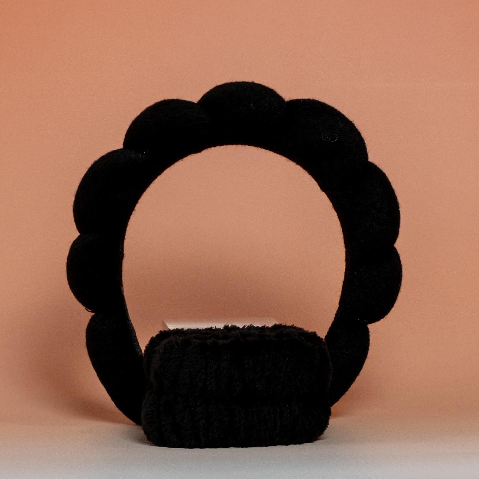 Black BLUSH skincare headband and wristband set designed to keep hair dry and out of the way during skincare routines, with a soft and comfortable texture
