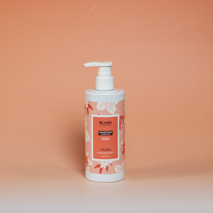 BLUSH hydrating shampoo (300 ml) that gently yet deeply cleanses the hair while hydrating the scalp and leaving hair soft and healthy-looking