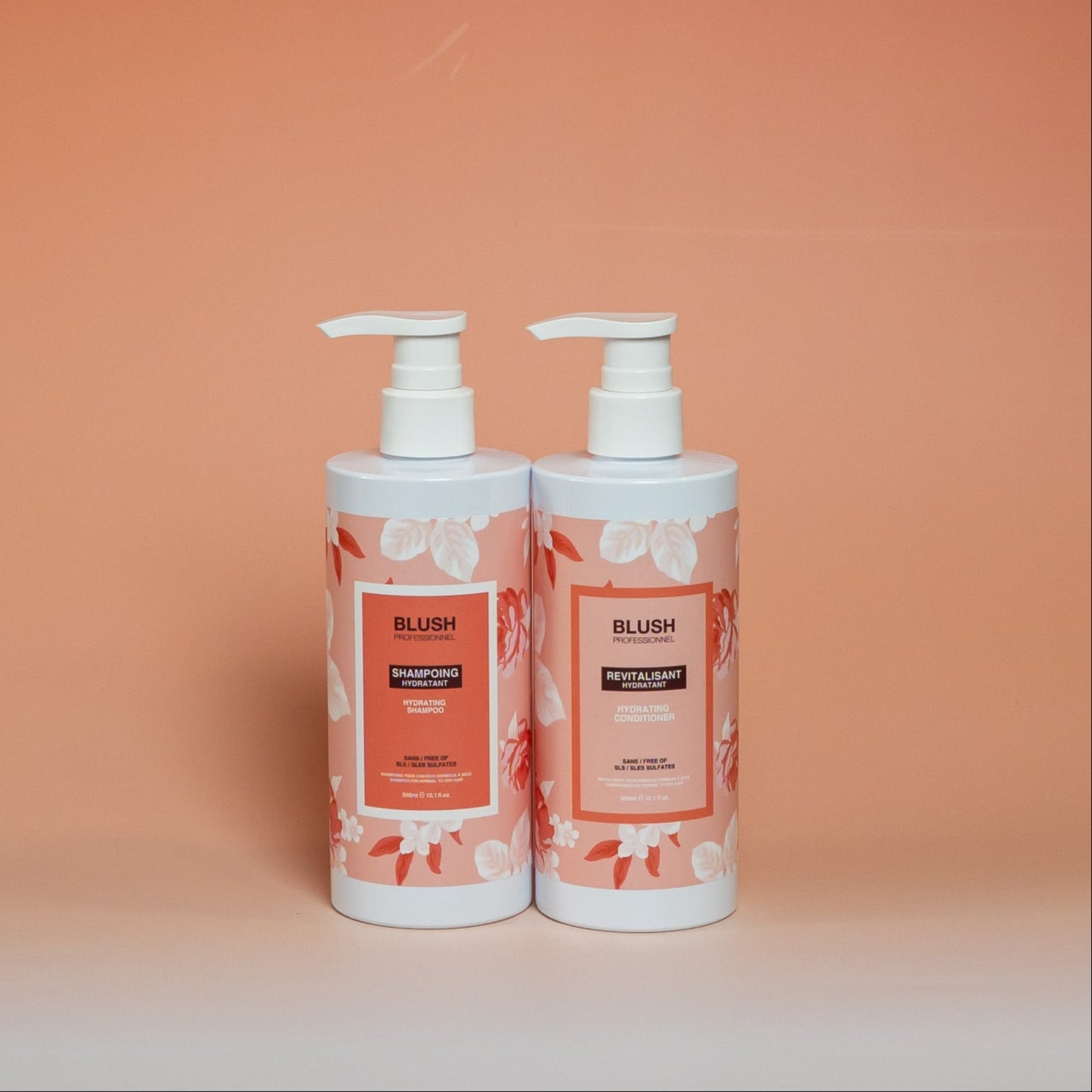 BLUSH hydrating shampoo and conditioner duo (300 ml) that deeply hydrates, nourishes, and leaves hair soft, smooth, and healthy-looking