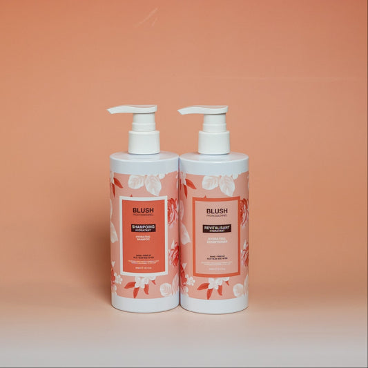 BLUSH hydrating shampoo and conditioner duo (300 ml) that deeply hydrates, nourishes, and leaves hair soft, smooth, and healthy-looking